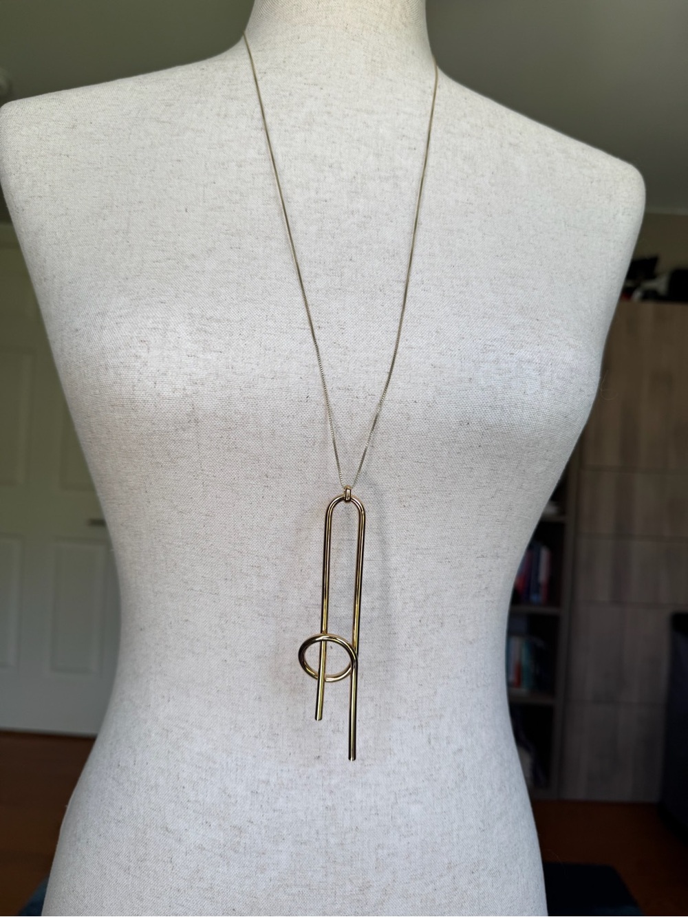 NWT Jenny-bird Modern Gold Long Pendant Necklace with Loop Accent